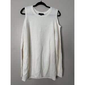 Mossimo Womens Large Sweater Ivory Cold Shoulder Minimalist Staple Pullover